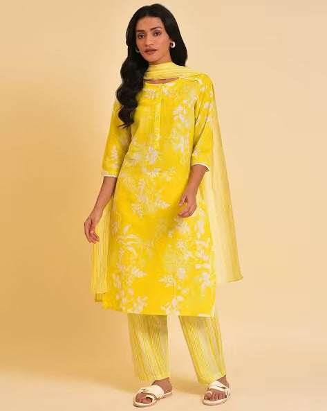 Floral Print Straight Kurta Suit Set