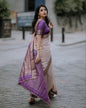 SVARAA Women Banarasi Silk Saree with Contrast Border