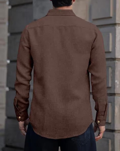 Men Regular Fit Shirt with Spread Collar
